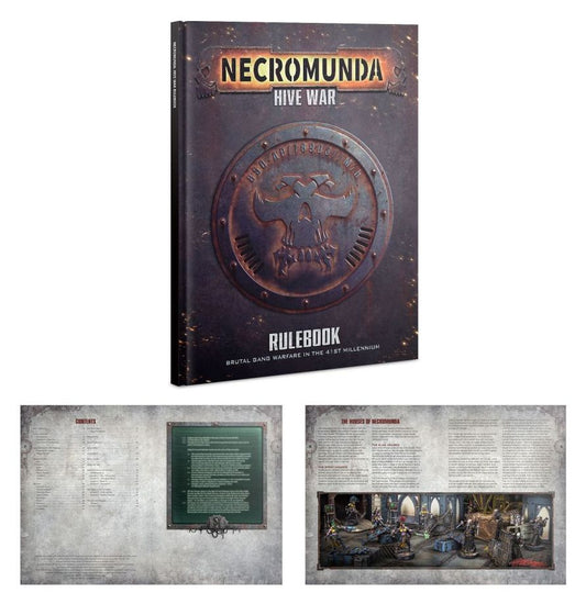 Necromunda hive war contents, rulebook, dice, tokens, cards, templates NO MODELS